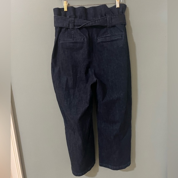 Express 10 Belted Cropped Wide Leg Super High Rise Rinse Denim Womens Jeans NWT - Picture 5 of 5